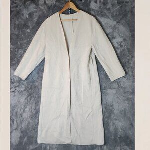 FRAY I.D Long Coat Off White Womens One Size Snap Button Formal Work Fleece